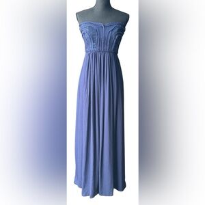 BCBG Paris navy strapless sequin top gown. Size 4